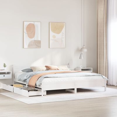 vidaXL Letto senza Materasso Bianco 180x200 cm Legno Massello di Pino