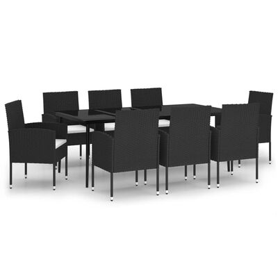 vidaXL Set da Pranzo da Giardino 9 pz Nero