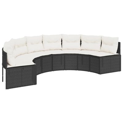 vidaXL Set Divani da Giardino Semicircolare 3 pz in Polyrattan Nero