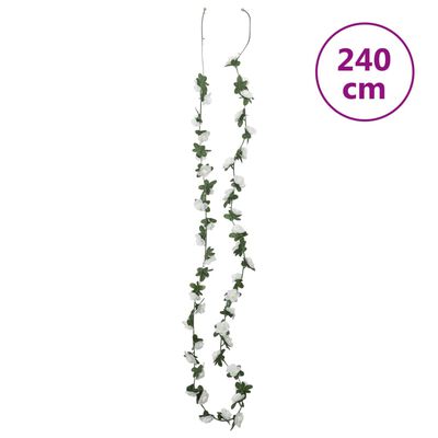 vidaXL Ghirlande Fiori Artificiali Natale 6 pz Bianco 240 cm