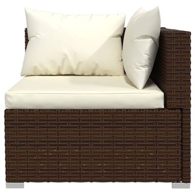 vidaXL Set Divani da Giardino 7 pz con Cuscini in Polyrattan Marrone