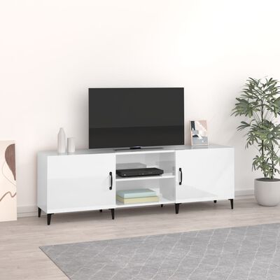 vidaXL Mobile Porta TV Bianco Lucido 150x30x50 cm in Legno Multistrato