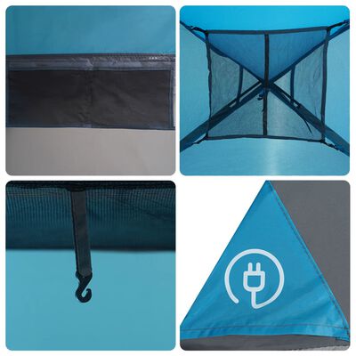 vidaXL Tenda da Campeggio a Cupola per 4 Persone Blu Impermeabile