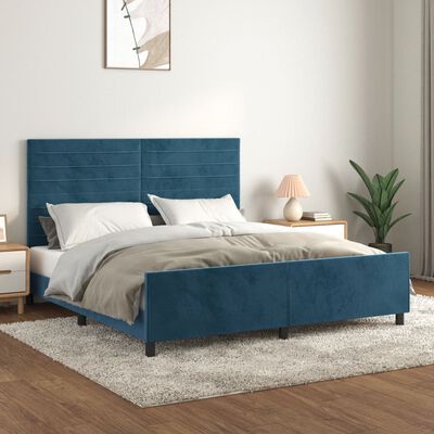 vidaXL Giroletto senza Materasso Blu Scuro 160x200 cm in Velluto