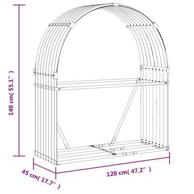 vidaXL Portaceppi Argento 120x45x140 cm in Acciaio Zincato