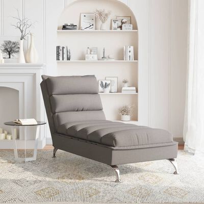 vidaXL Chaise Longue con Cuscini Tortora in Tessuto