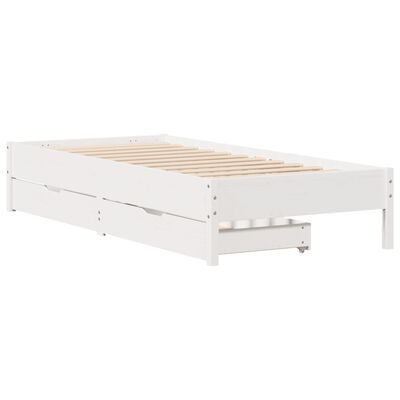 vidaXL Giroletto senza Materasso Bianco 100x200 cm Legno Massello Pino