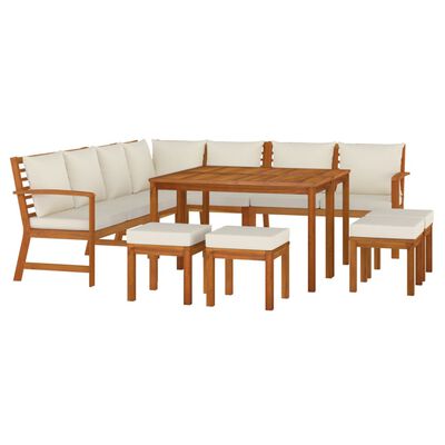 vidaXL Set da Pranzo Giardino 11 pz con Cuscini Legno Massello Acacia