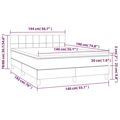 vidaXL Letto a Molle con Materasso e LED Blu Scuro 140x190 cm