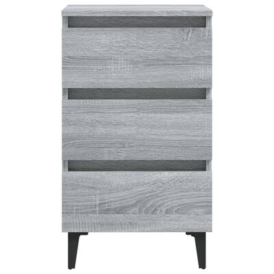 vidaXL Comodino con Gambe in Metallo Grigio Sonoma 40x35x69 cm