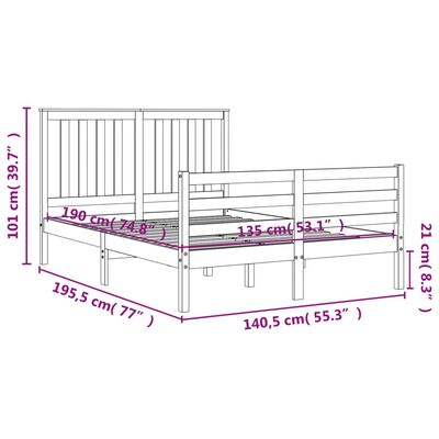 vidaXL Giroletto con Testiera Bianco Double in Legno Massello