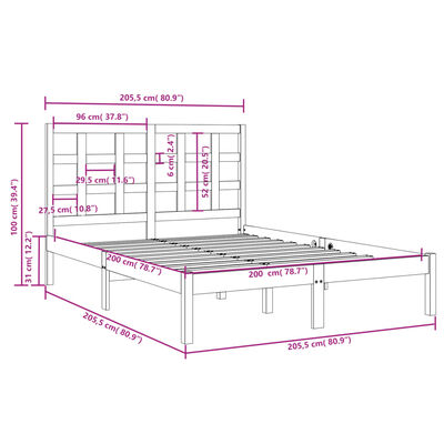 vidaXL Giroletto in Legno Massello 200x200 cm