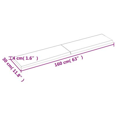 vidaXL Ripiano Muro Marrone 160x30x(2-4) cm Massello Rovere Trattato