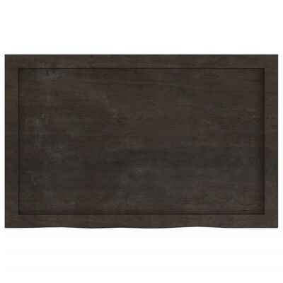 vidaXL Piano Bagno Marrone Scuro 80x50x(2-6)cm Legno Massello Trattato