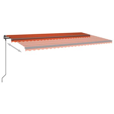 vidaXL Tenda da Sole Retrattile Manuale con LED 6x3 m Arancio Marrone