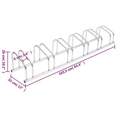 vidaXL Portabici per 6 Biciclette Acciaio Zincato