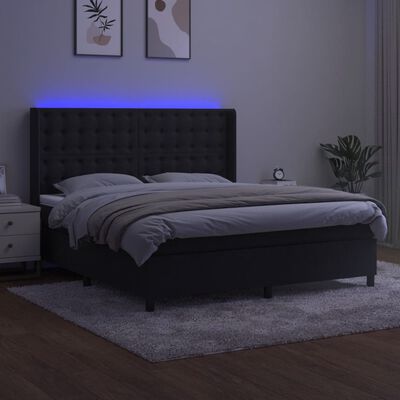 vidaXL Letto a Molle con Materasso e LED Nero 160x200 cm in Velluto