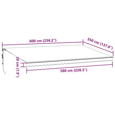 vidaXL Tenda Retrattile Automatica LED Antracite e Bianco 600x350 cm