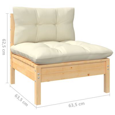 vidaXL Set Salotto da Giardino 13pz con Cuscini Crema in Legno di Pino