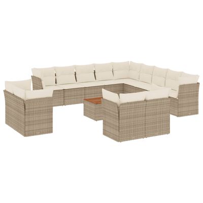 vidaXL Set Divani da Giardino 14pz con Cuscini in Polyrattan Beige