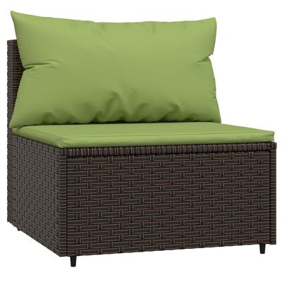 vidaXL Divani Centrali da Giardino con Cuscini 2pz Polyrattan Marrone