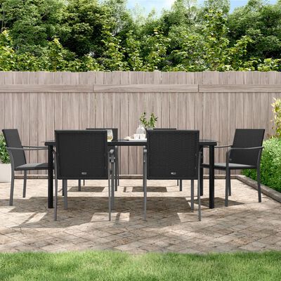 vidaXL Set Pranzo da Giardino 7 pz con Cuscini in Polyrattan e Acciaio