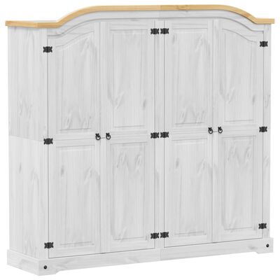 vidaXL Armadio Corona Bianco 194x52x186 cm in Legno Massello di Pino