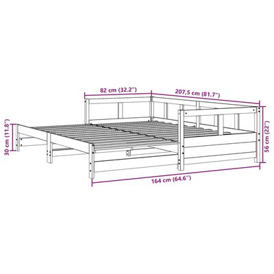 vidaXL Dormeuse senza Materasso Marrone Cera 80x200 cm Legno di Pino