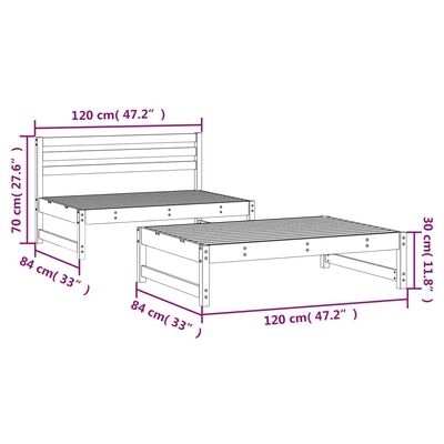 vidaXL Set Salotto da Giardino 2 pz Ambra in Legno Massello di Pino