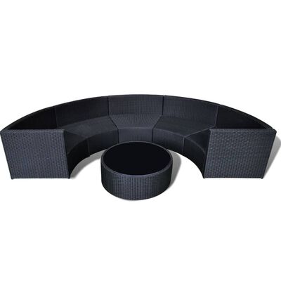 vidaXL Set Divani da Giardino 6 pz con Cuscini in Polyrattan Nero