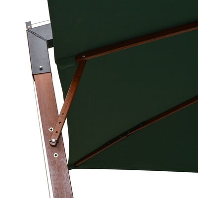 vidaXL Ombrellone Pensile 300x300 cm Palo in Legno Verde