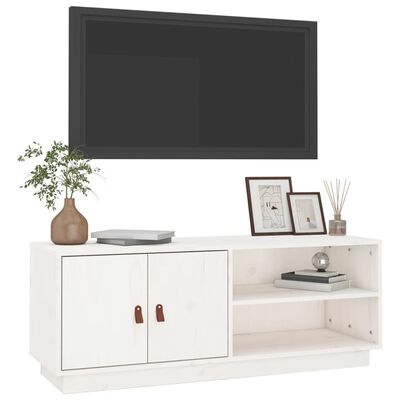 vidaXL Mobile Porta TV Bianco 105x34x40 cm in Legno Massello di Pino