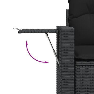 vidaXL Set Divani da Giardino con Cuscini 8 pz Nero in Polyrattan