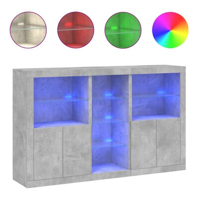 vidaXL Credenza con Luci LED Grigio Cemento 162x37x100 cm