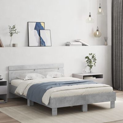 vidaXL Giroletto Testiera Grigio Cemento 135x190 cm Legno Multistrato