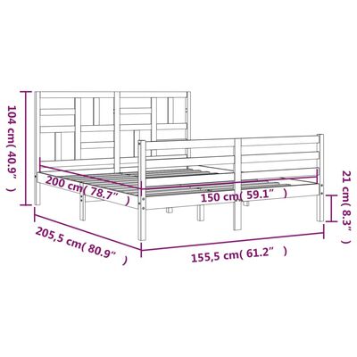 vidaXL Giroletto con Testiera Bianco King Size in Legno Massello