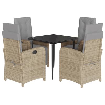 vidaXL Set da Pranzo da Giardino 5 pz con Cuscini Beige in Polyrattan