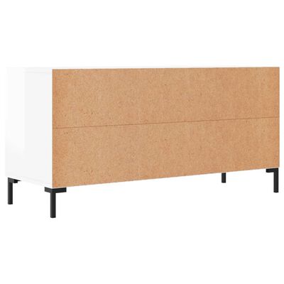 vidaXL Mobile Porta TV Bianco Lucido 102x36x50 cm in Legno Multistrato