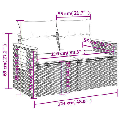 vidaXL Set Divani da Giardino 10pz con Cuscini in Polyrattan Nero