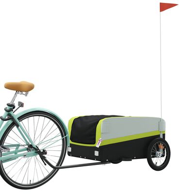 vidaXL Rimorchio da Bici Nero e Verde 45 kg in Ferro