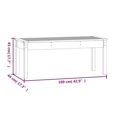 vidaXL Panca da Giardino Nera 109x44x45 cm Legno Massello di Pino