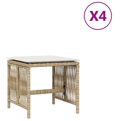 vidaXL Sgabelli Giardino con Cuscini 4pz Beige 41x41x36cm Polyrattan