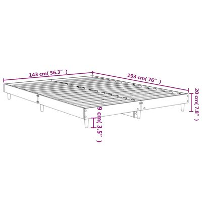 vidaXL Giroletto senza Materasso Rovere Sonoma 140x190cm in Truciolato