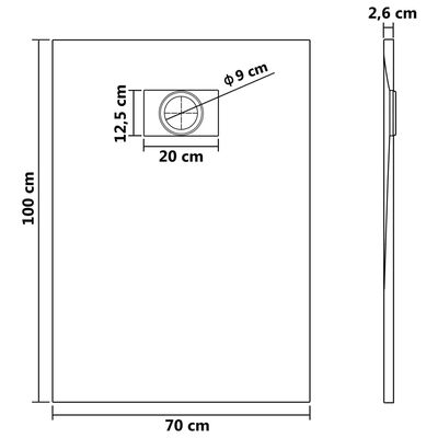 vidaXL Piatto Doccia in SMC Grigio 100x70 cm