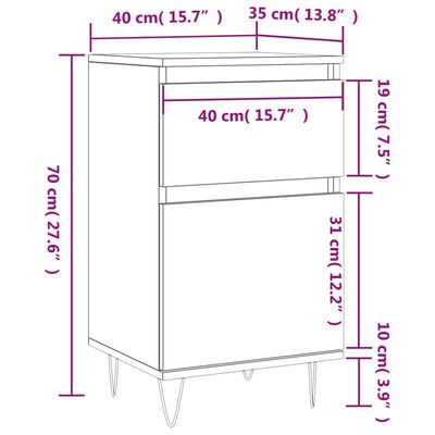 vidaXL Credenze 2 pz Grigio Cemento 40x35x70 cm in Legno Multistrato