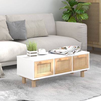 vidaXL Tavolino Bianco 80x40x30cm Legno Multistrato e Massello di Pino