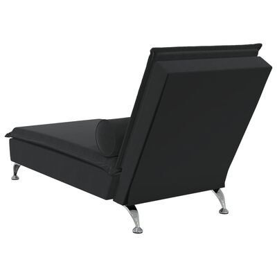 vidaXL Chaise Longue Massaggi con Cuscino a Rullo Nero in Velluto