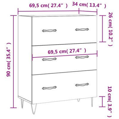 vidaXL Credenza Grigio Sonoma 69,5x34x90 cm in Legno Multistrato