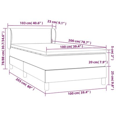 vidaXL Giroletto a Molle con Materasso Nero 100x200 cm in Similpelle