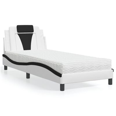 vidaXL Letto con Materasso Bianco e Nero 90x190 cm in Similpelle